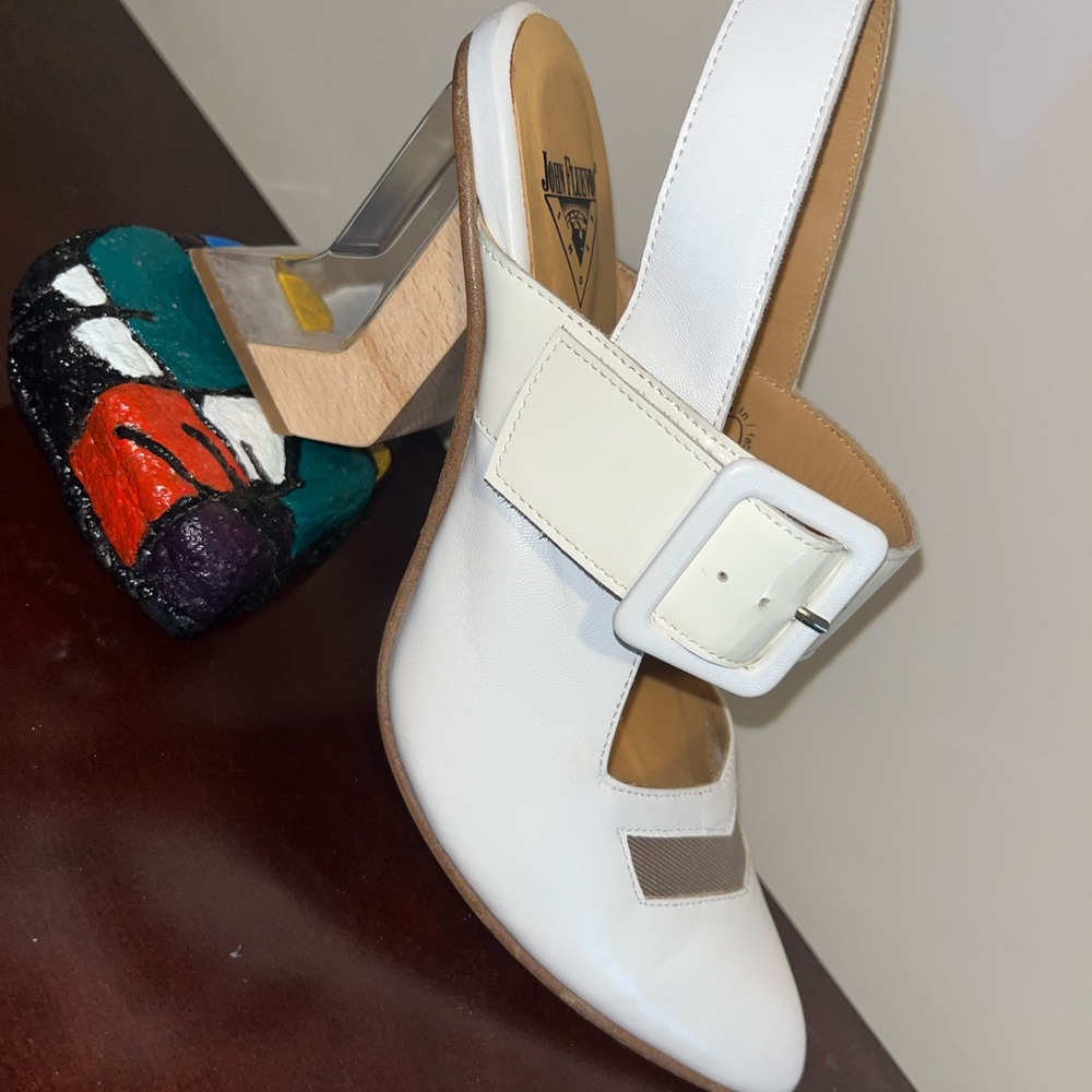 White Artistic Heel Women's Shoes